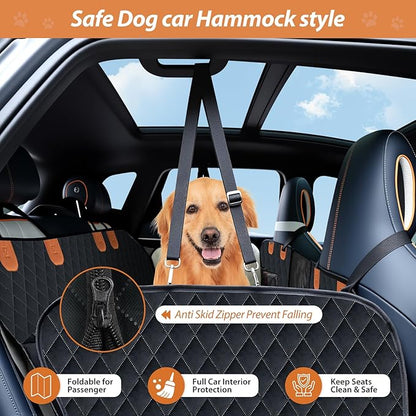 Dog Car Seat Cover Set for Back Seat, Back Seat Cover + Pet Bed Mat Perfect with Mesh Window, Hammock 600D Heavy Duty Scratch Proof Nonslip Durable Soft Back Seat Covers for Cars Trucks and SUVs