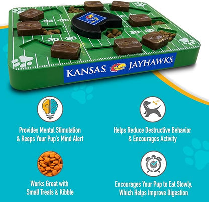 NCAA Puzzle Toy Slow Feeder, Puzzle Treat Dog Toy, Interactive Dog Treat Toy, Dog Puzzle Feeding Slow Toy (Kansas Jayhawks)