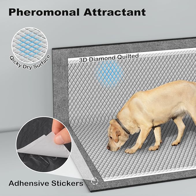 MIZOK Pee Pads for Dogs - Large 28x34 Inches, Charcoal Puppy Pads, Absorbs Up to 8 Cups of Urine, 6-Layer Leak-Proof Wee Wee Pads (40 Counts)