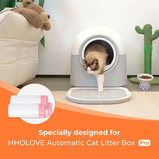 Waste Bags(60 Count) for Self-Cleaning Litter Box Automatic Electronic Hands-Free Smart Robot self Cleaning Litter Box Liner- Safe Anti-Pinch, Odor Control,for Multiple Cats