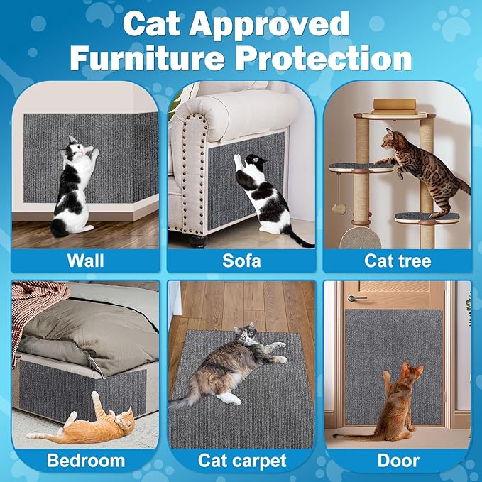 Cat Carpet Protector 47.2"x15.8", Wall Corner Cat Scratcher Pad for Indoor,Trimmable Self-Adhesive Cat Scratching Mat Furniture Protector for Couch Sofas Door