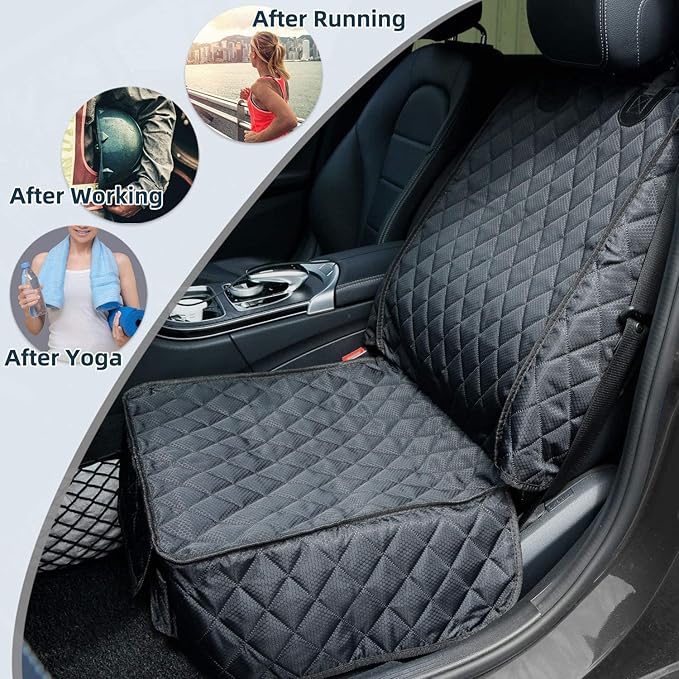 PETICON Dog Car Seat Covers, 100% Waterproof Dog Back Seat Cover with Mesh Window and Full Protection Front Seat Car Cover with Side Flaps for Cars, Trucks, SUVs, Jeep, Bundle