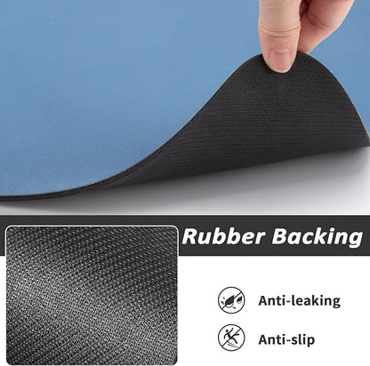 Dog Food Mat - Absorbent Cat Mat for Food and Water, No Stains Pet Feeding Bowl Mat, Easy to Clean Pet Placemats, Quick Dry Dog Water Dispenser Mat for Messy Drinkers | Paw Blue 18"x34"
