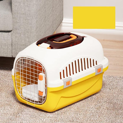 Generic Plastic Dog Kennel Travel Carrier Portable Pet Crate Airline Approved Pet Carrier with Skylight & Detachable Design for Small Dogs Cats Travel Vet Visits (Yellow)