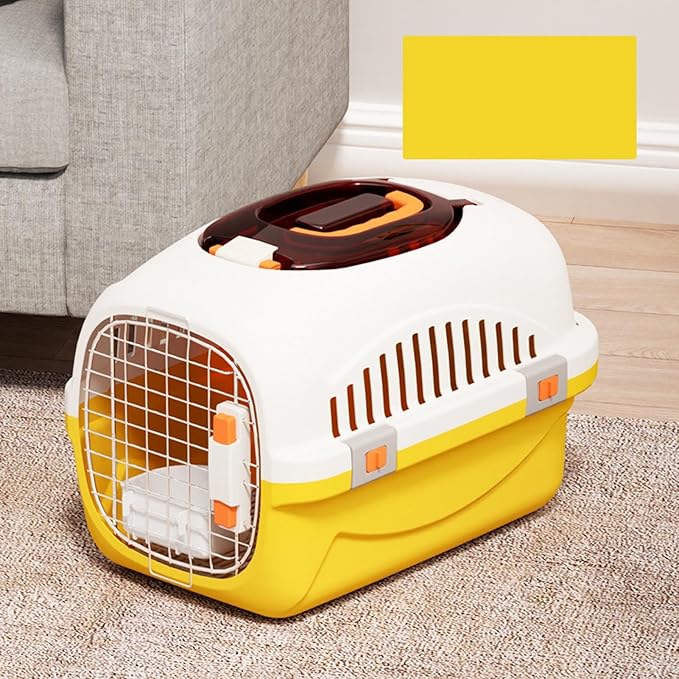 Focket Pet Carrier, 2 Door Top Load Hard Sided Dogs, Cats Pet Travel Carrier with 2 Door Top and Front Door Access, Dog Crate for Pets Kennel Air and Travel (Yellow)
