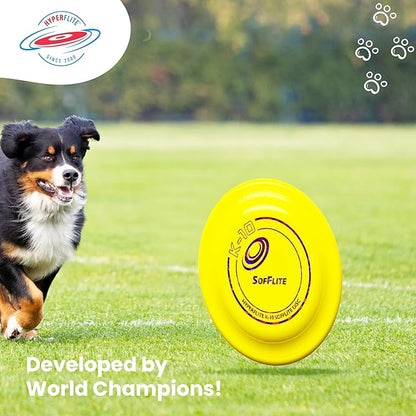 Hyperflite K-10 SofFlite Dog Flying Disc – 2 Discs – Ultra Soft – Ideal for Sensitive Mouths – Floats – Competition Approved – 8.75” / 105g – Yellow – Not for Hard Biters