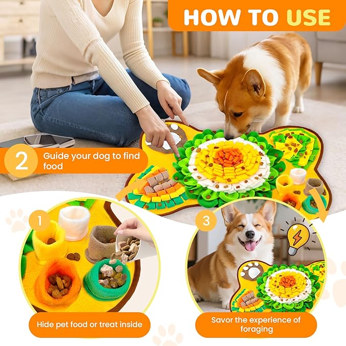 Snuffle Mat for Dogs 24"x17", Interactive Dog Enrichment Puzzle Toys to Keep Busy for Puppy Small Medium Dogs Cats, Cognitive Sniff Foraging Mat for Slow Feeding Treat Game Mental Stimulation