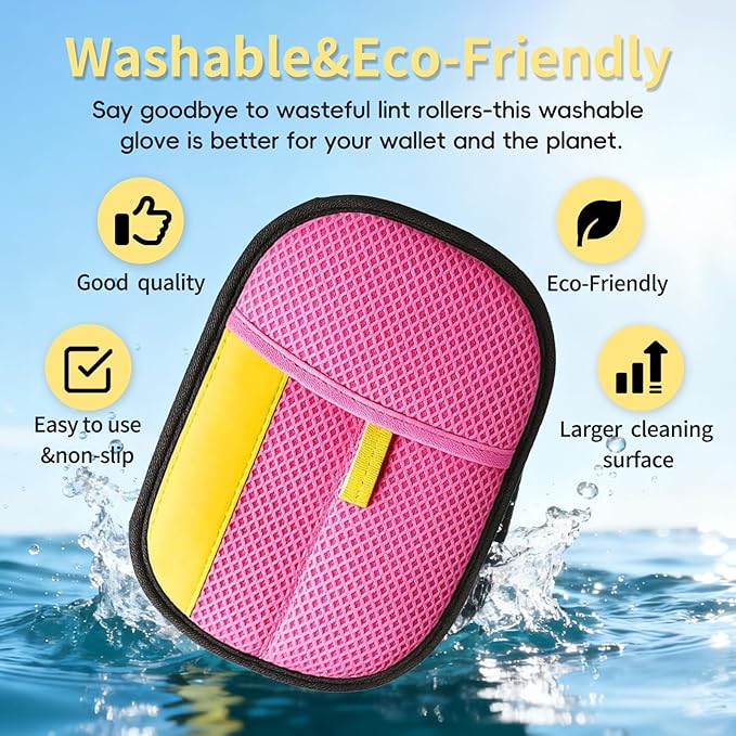 Pet Hair Removal Glove - Electrostatic Reusable Magic Brush Glove for Dog & Cat Hair Remover Glove on Sofa, Car Seats, Clothes & Bedding(Pink)