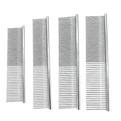 Metal Comb for Dogs - Stainless Steel Dog Grooming Comb Set, 4 Pack Pets Flea Remova Tool - 6.3IN/7.4IN