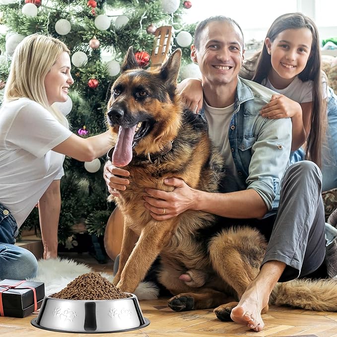 Tanlade 8 Pack Stainless Steel Dog Bowls Metal with Rubber Base Non-Slip Pets Puppy Cats Feeding Food and Water Bowls Dishwasher-Safe for Indoor Small Medium Large Dogs Cats Kitten Rabbit(47.3 oz)