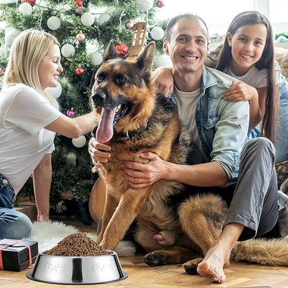 Tanlade 8 Pack Stainless Steel Dog Bowls Metal with Rubber Base Non-Slip Pets Puppy Cats Feeding Food and Water Bowls Dishwasher-Safe for Indoor Small Medium Large Dogs Cats Kitten Rabbit(47.3 oz)