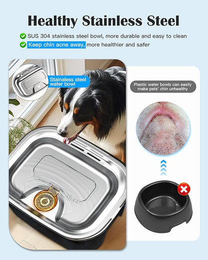 2.6 Gallon Dog Water Fountain – Stainless Steel 10L Pet Fountain Cat Fountain Dog Bowl Dispenser 338oz Capacity for Multi Pet Homes 2 Filters with 7 Layer Dual Filter System Ultra Quiet Pump
