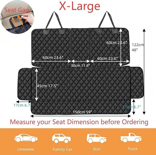 ANOSOSPECIAL Dog Car Seat Cover for Back Seat Cover for Kids, Waterproof X Large Rear Seat Protector for Pet Auto SUV Truck (XL, Black)