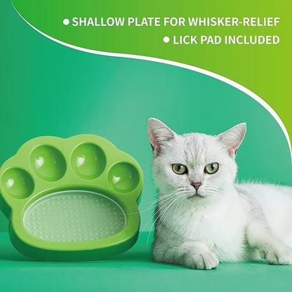 PetDreamHouse PAW 2-in-1 Mini Slow Feeder Dish & Lick Pad for Small Dogs & Cats, Paw-Shaped Slow Feeding Dish with an Interchangeable PAW Lick Pad.