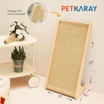 PETKARAY Sisal Cat Scratcher Ramp, L Shaped Scratching Post and Scratch Pad for Indoor Cats, Wall Furniture Protector(Large)