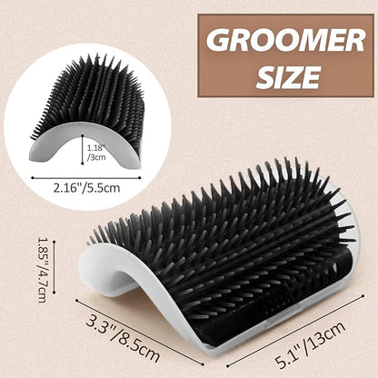2 Pack Cat Self Groomer with Catnip Pouch Black Cat Grooming Massage Brush Soft Cat Brush Cat Massager for Indoor Cats
