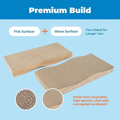 Best Pet Supplies Catify Cat Scratcher, Fun Interactive Scratchers, Posts, Poles, Claw Safe, Furniture Saver Indoor Play Support Natural Cat Behaviors Heavy Duty - Wave (2 Pack), 17.25 x 8.5