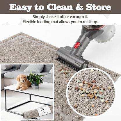 Darkyazi Pet Feeding Mat Large for Dogs and Cats,24"×36" Flexible and Easy to Clean Feeding Mat,Best for Non Slip Waterproof Feeding Mat (Gray Sand)