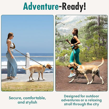 Hands Free Dog Leash with Dog Treat Pouch - Stylish & Trendy Waist Leash for Dog Walking - Wear Around the Waist or Crossbody - Durable & Detachable - Shock Absorbing - Waste Bag Dispenser