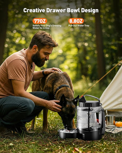 Portable Dog Water Bottle Bowl - 77 oz Travel Water Bowl Dispenser for Dogs Leak Proof, Suitable for Large Pet Drinking, A Must Have for Outdoor, Camping, Walking, Beach, Hunting, and Other Scenes