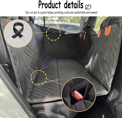 XINYI Dog Hammock for Car with Mesh, Upgraded 600D Heavy Duty Waterproof & Scratch-Resistant Travel Pet Mat, Easy to Clean,with 4water Bowls and 2 Toys(Gray, 62.8" X 52.8")