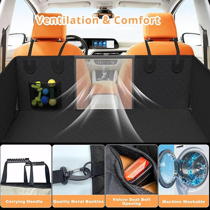 Dog Car Seat Cover for Back Seat Larger,Waterproof Oxford cloth Hard Bottom Car Seat Cover for Dogs,Nonslip Backseat Dog Cover with Upgraded Door Protection Flap,Dog Hammock for Full Size Truck55×32in