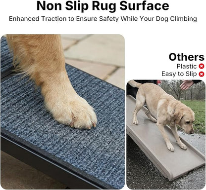 Veehoo Dog Ramp for Car Truck SUV 71" Long 20" Extra Wide, Foldable Dog Ramp with Non Slip Rug Surface for Large Dogs, Portable Folding Outdoor Pet Stairs for Dogs to Get in Car, Support up to 220lbs