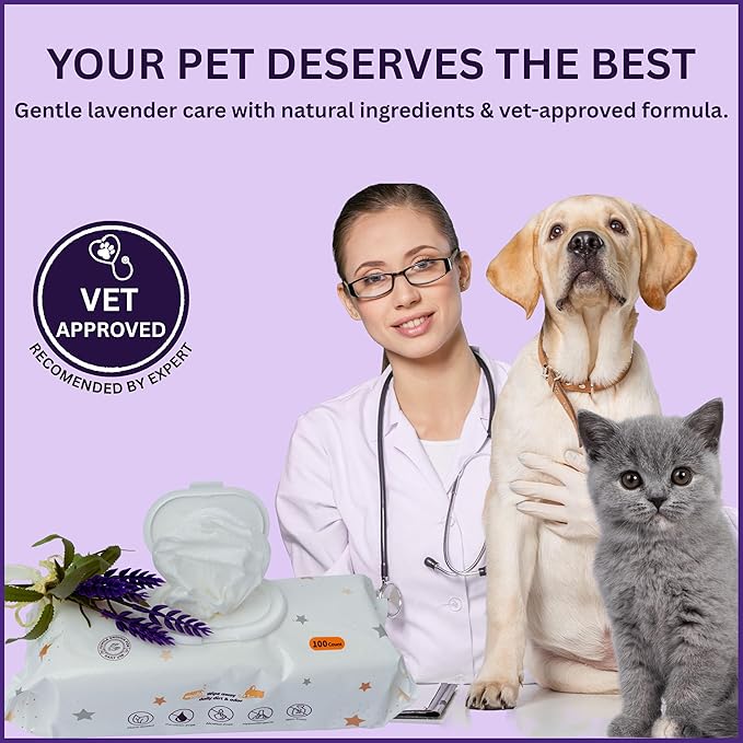 Aurora Pet Grooming Wipes – 400 Extra-Large Wipes for Dogs & Cats | Plant-Based, Hypoallergenic & All-Natural | Alcohol, Paraben & Sulfate-Free | Lavender Scent