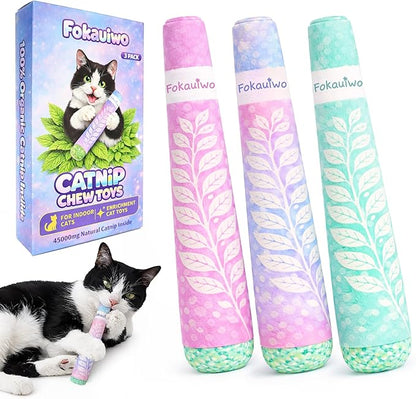Catnip Toys for Cats, Kicker Style Cat Toys for Indoor Cats with Extra Strong Catnip, Interactive Cat Toys Set, Funny Plush Kitten Teething Toy for Cat Lovers(3 Pack)
