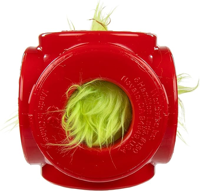 goDog Holiday Collection 2-in-1 Cage Ball Dog Toy with Furballz Squeaky Plush Dog Toy - Red, Small