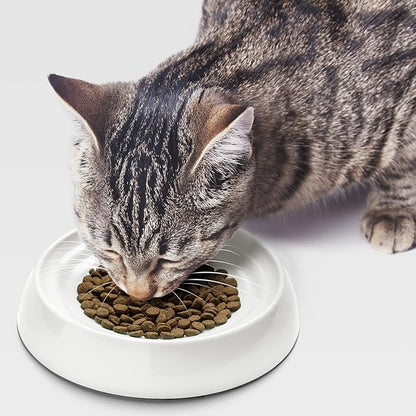 CatGuru Cat Bowls, Whisker Friendly Food Bowl for Indoor Cats, Reliefs Whisker Fatigue, Wide Kitten Dish, Non Slip Pet Dishes, Shallow Pet Plates (Marshmallow, (Pack of 2))