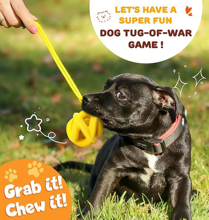 Interactive Dog Toys for Aggressive Chewers - Natural Rubber Durable Dog Toys to Keep Them Busy, Safe for Most Breeds, Dog Chew Toy for Anxiety Relief, Fetch Training, Hand/Machine Washable, Lemon