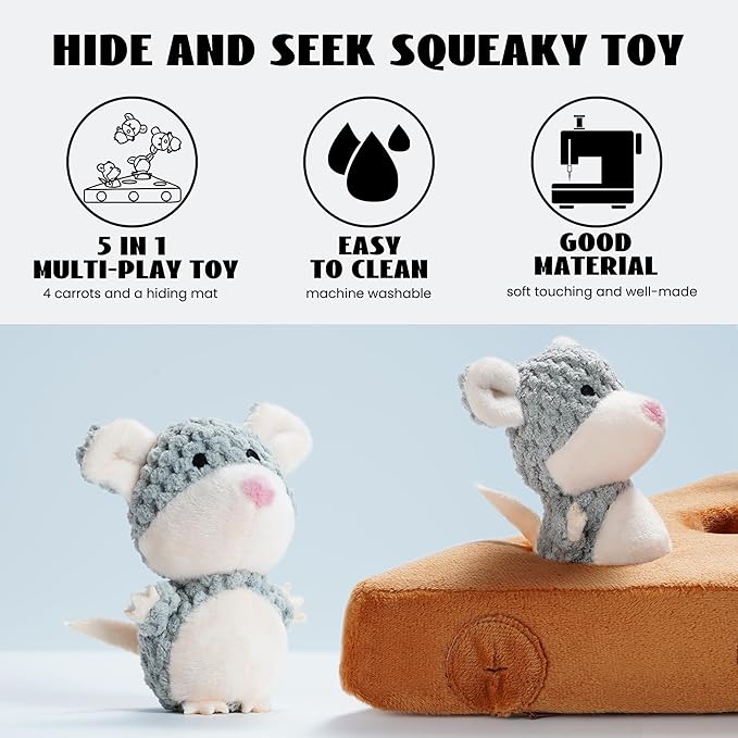 Nocciola Hide & Seek Interactive Dog Toys - Squeaky Toys for Small to Medium Dogs, Keeps Them Busy, Reduces Boredom