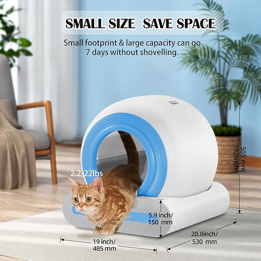 J JORBASADO Self Cleaning Litter Box, 65L+9L Automatic Cat Litter Box Self Cleaning for Multiple Cats, with APP Control and Safety Protection