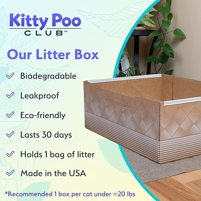Kitty Poo Club Health Indicating Cat Litter 2-Bag Non-Clumping Lightweight with Disposable 2-Pack Cat Litter Box | Super Absorbent Odor Control — Perfect for Daily Use