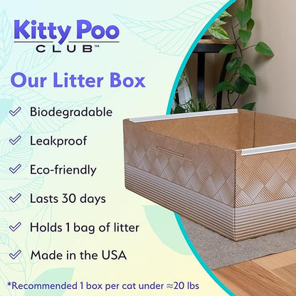 Kitty Poo Club Health Indicating Cat Litter 2-Bag Non-Clumping Lightweight with Disposable 2-Pack Cat Litter Box | Super Absorbent Odor Control — Perfect for Daily Use