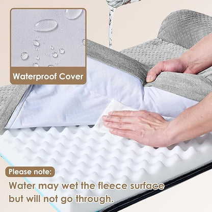 EHEYCIGA Orthopedic Dog Bed Medium Size Dogs, Memory Foam Dog Bed with Washable Removable Cover, Waterproof Pet Sofa Couch for Crate with Nonskid Bottom, 30x20x6, Grey
