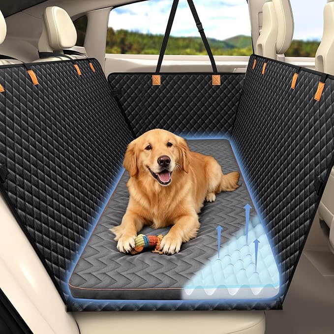 Lekereise Soft Dog Car Mat for Hard Bottom Seat Extender 53.9 x 18.1 inch- Waterproof Washable Dog Car Mat, Orthopedic Egg-Crate Foam Pet Bed, Fits Most Hard Bottom Dog Car Beds/SUVs/Trucks-Grey