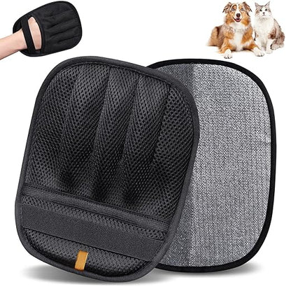 Electrostatic Pet Hair Remover Gloves, 2-Pack Reusable Washable 5-Finger Grooming Mitts for Dog & Cat Fur, Lint Remover for Couch, Furniture, Carpet, Clothes, Car Seats