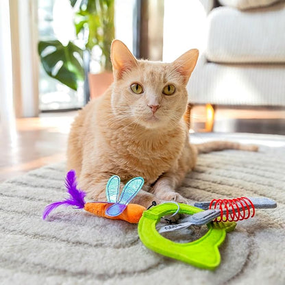 Quirky Kitty Kitty Connects Catnip Links Felt Rings Cat Toy| Modular Linkable Cat Toy Set with Plush Dragonfly & Spring | Interactive Catnip Play for Endless Fun