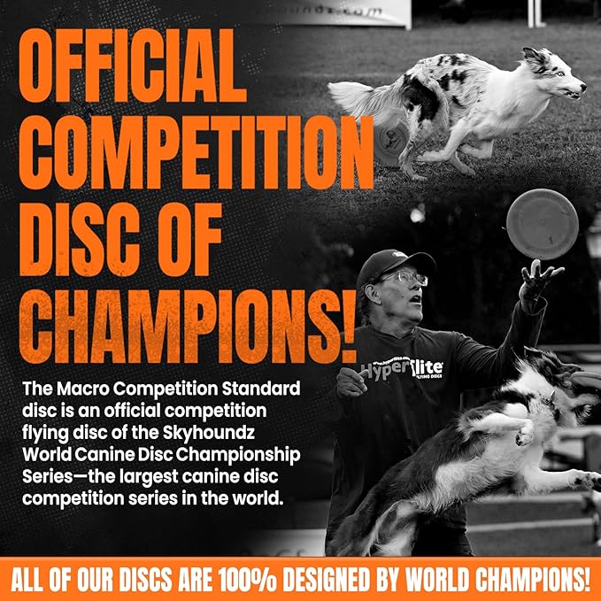Hyperflite Macro Competition Standard Dog Disc 5" (28g) | Ultimate Flying Disc for Dogs | Official Skyhoundz Competition Disc for Play, Fetch & Pool Fun | Floats | Lightweight | Anti-Glare - Orange