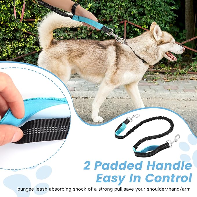 Caudblor Waist Leash for Medium Large Dog Walking, Bungee Hands Free Leash with Zipper Pouch, Around The Waist No Pull Running Dog Belt, Padded Handle Jogging No Hands Heavy Duty