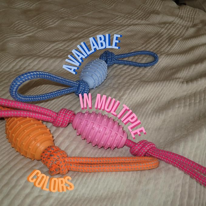 Doug's Dog Supplies Football Rope Toy for Tug of War - Medium to Large Dogs and Puppies (Blue)