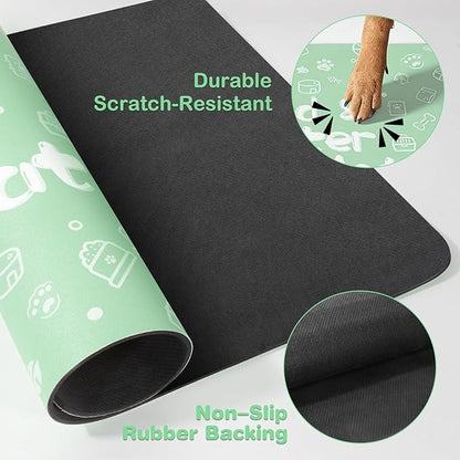 Pet Feeding Mat,Dog Cat Mat for Food and Water,Dog Bowl Waterproof Placemat with Rubber Backing,Absorbent Quick Dry Water Dispenser Mat for Pet（Green 17"×29"）