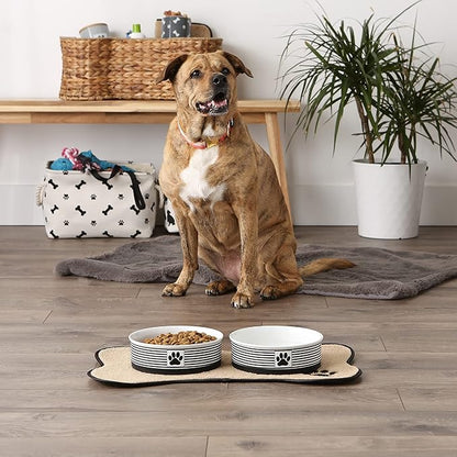 Bone Dry Paw & Patch Ceramic Pet Collection, Large Set, 7.5x2.4, Black, 2 Piece,5742