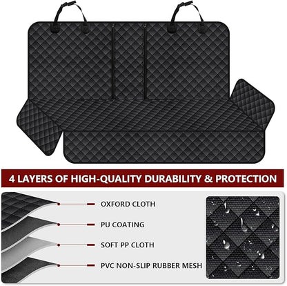 Dog Car Seat Cover for Back Seat, Waterproof Back Seat Cover for Dogs, Scratchproof Bench Seat Cover, Backseat Protector Fits Middle Armrest, Portable Dog Hammock, Suitable for Cars SUVs Trucks