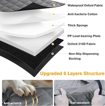 PETICON Back Seat Extender for Dogs, Hard Bottom Dog Car Seat Cover - Supports 400lbs, Rear Seat Pet Cover with Mesh Window, Waterproof Dog Hammock for Car SUV