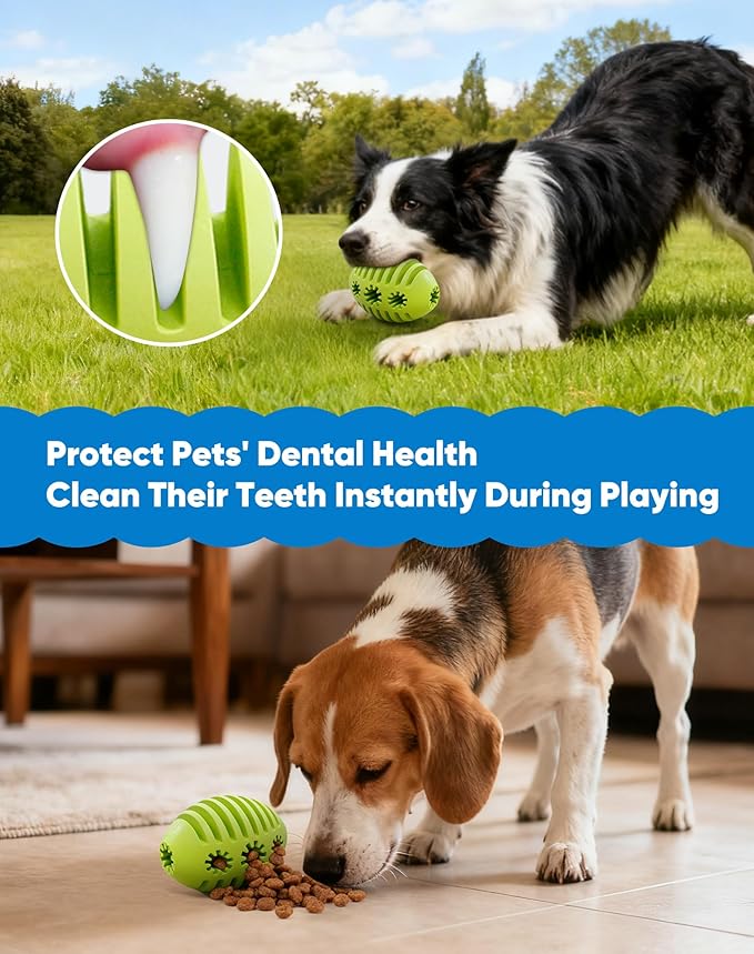 Deeow Natural Rubber Rugby Ball Dog Toy - Interactive Fetching & Chewing Puppy Toys, Slow Feeder Treat Dispenser Pet Toy, Teething Relief Toy with Banana Scent for Aggressive Chewers