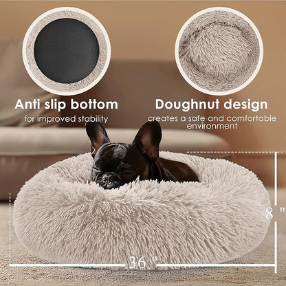 Extra Large Dog Beds, 36 Inch Human Dog Anxiety Relief Comfort Bed, Indestructible & Chew Proof Pet Beds (Brown)