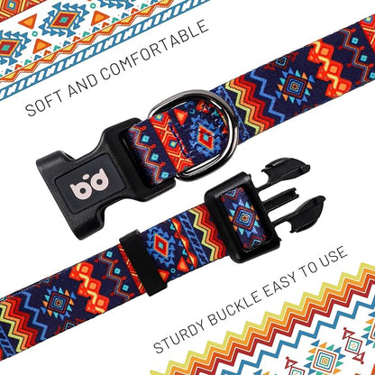 QQPETS Adjustable Soft Dog Collar: Print Flower Pink Multicolor Cute Patterns for XS Small Medium Large Pet Girl Boy Puppy Walking Running Training
